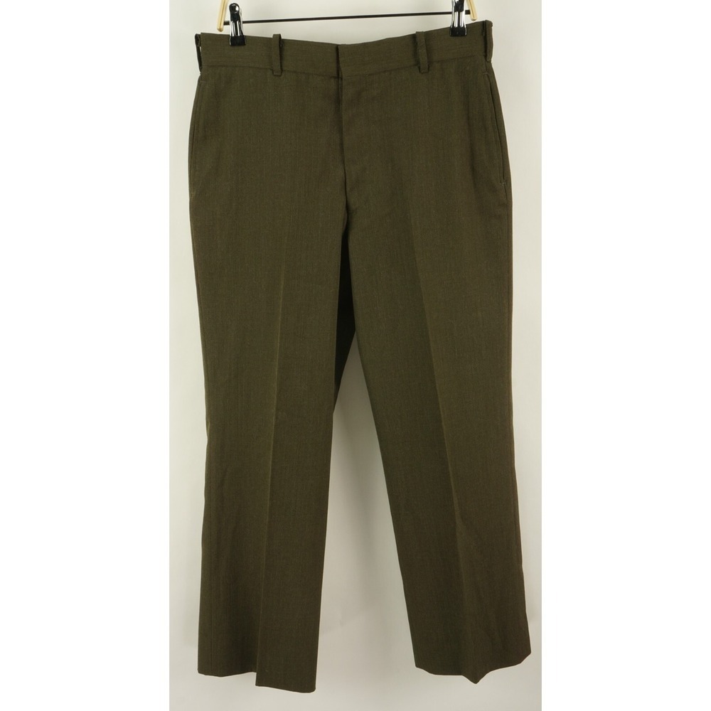 Vintage‎ 80's US Marine Corps Wool Flap Pocket Military Pants Green Mens 33 x 28